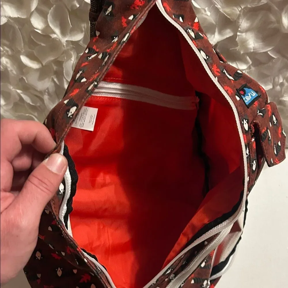 Kavu Red and Black Floral Backpack